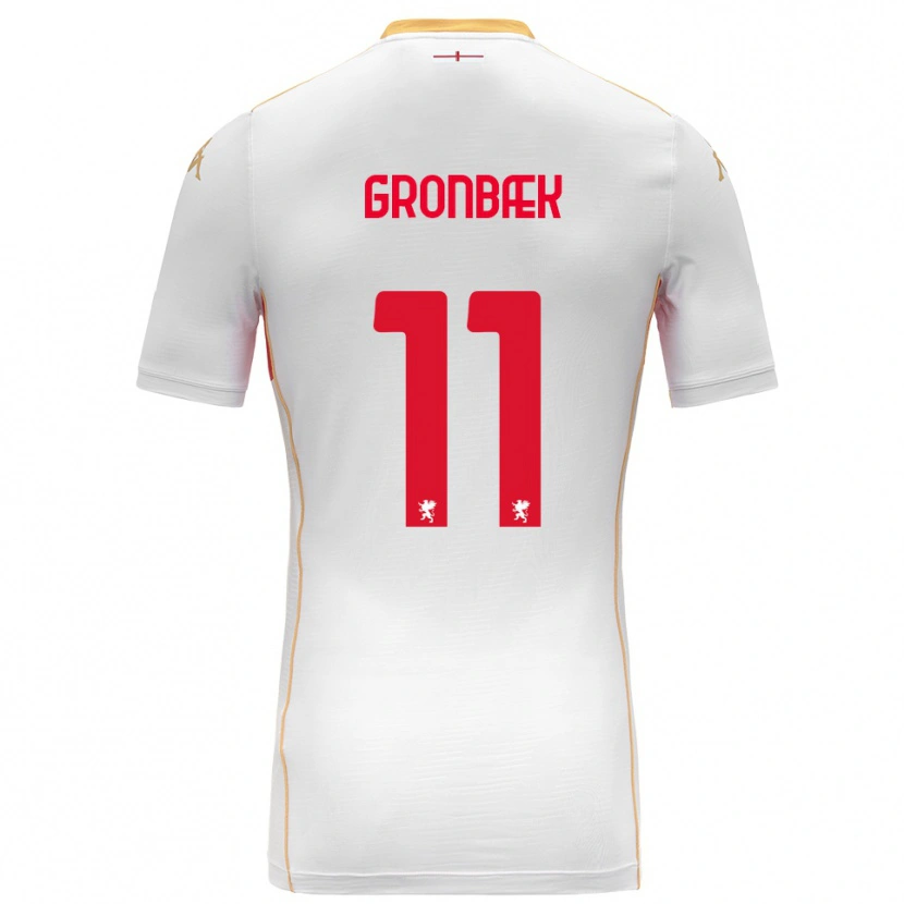 Danxen Mujer Camiseta Albert Grønbæk #11 Blanco Rojo 2ª Equipación 2025/26 La Camisa México