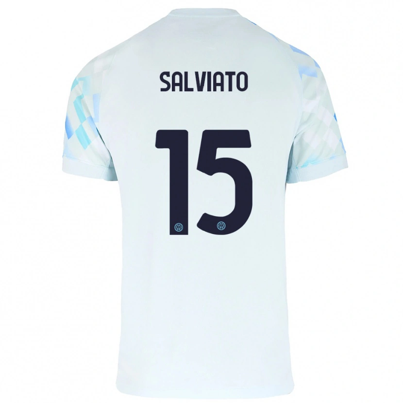 Danxen Mujer Camiseta Gabriel Salviato #15 Blanco Azul 2ª Equipación 2025/26 La Camisa México