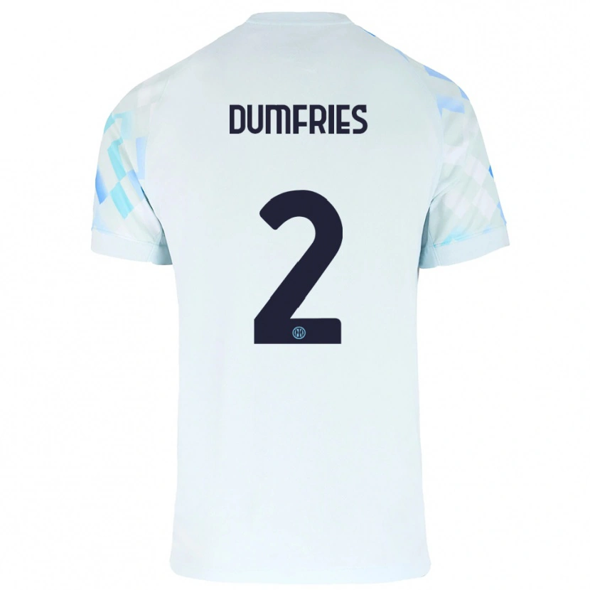 Danxen Mujer Camiseta Denzel Dumfries #2 Blanco Azul 2ª Equipación 2025/26 La Camisa México