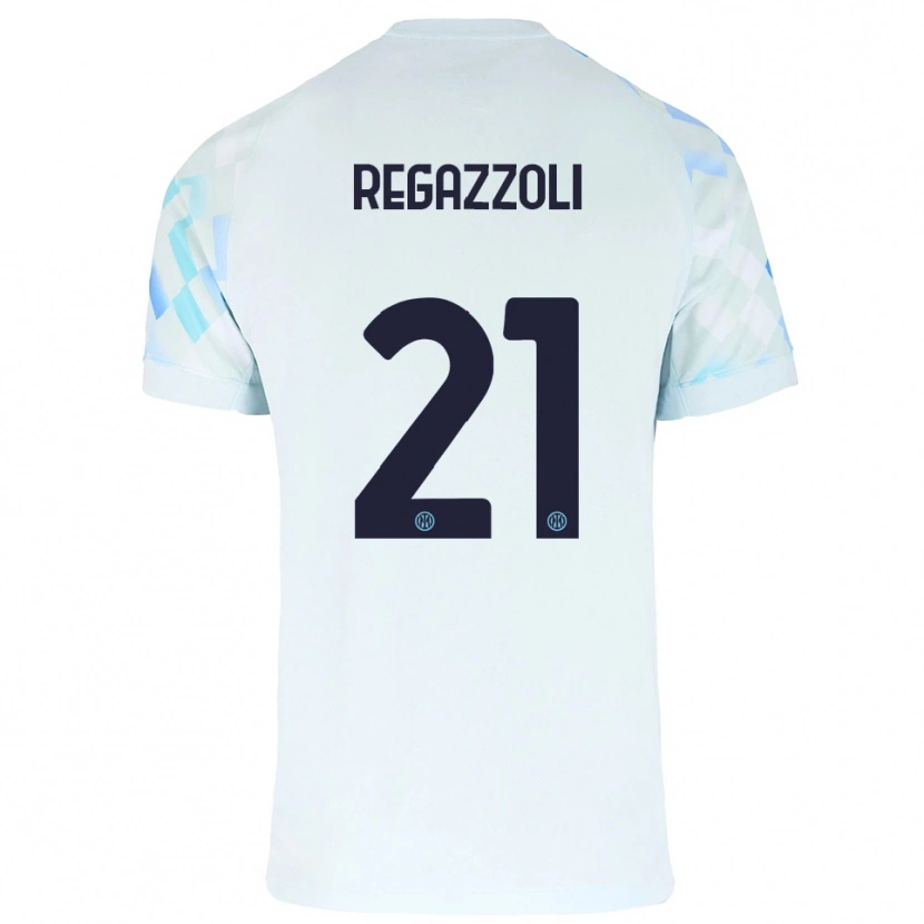 Danxen Mujer Camiseta Alice Regazzoli #21 Blanco Azul 2ª Equipación 2025/26 La Camisa México