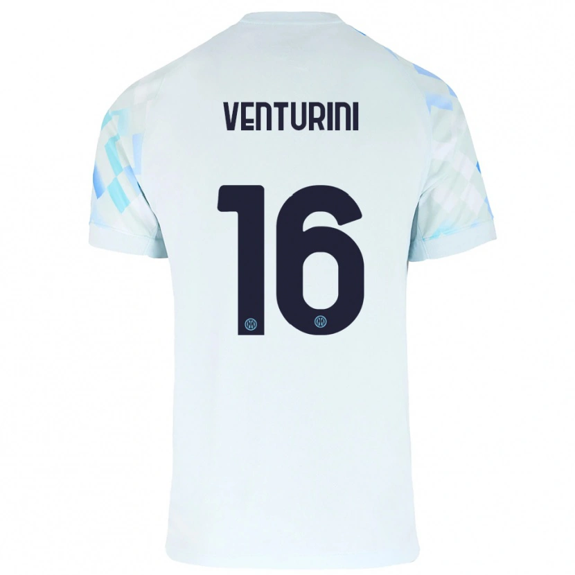 Danxen Mujer Camiseta Matteo Venturini #16 Blanco Azul 2ª Equipación 2025/26 La Camisa México