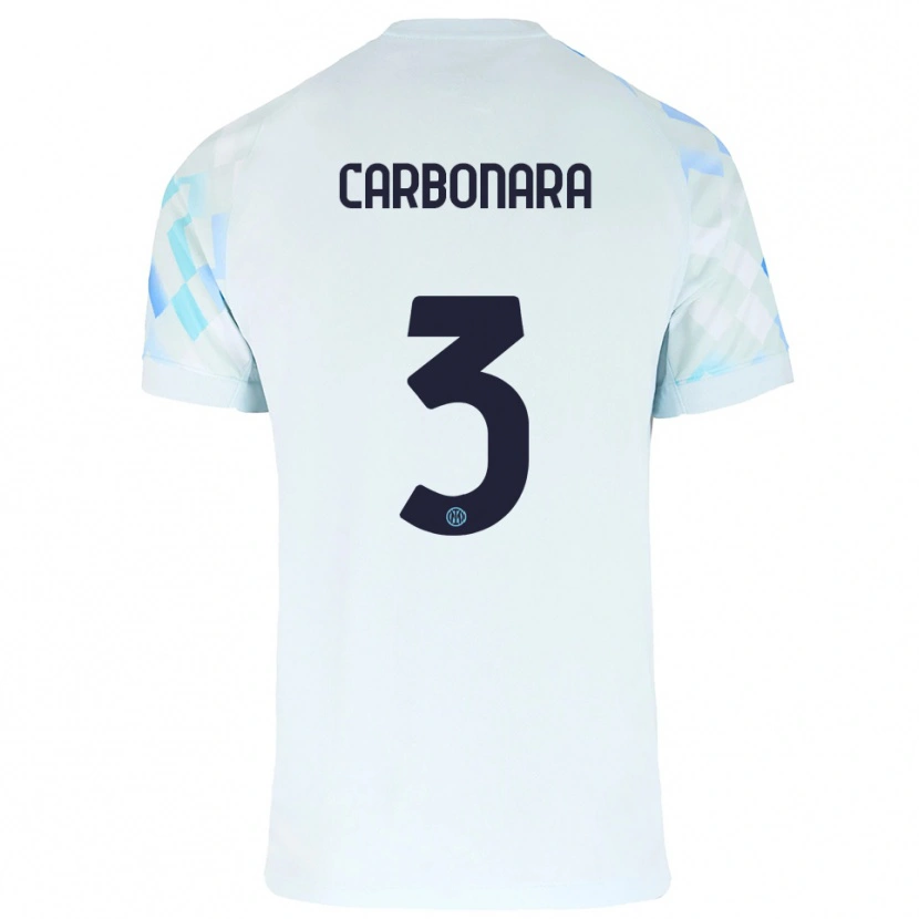 Danxen Mujer Camiseta Matteo Carbonara #3 Blanco Azul 2ª Equipación 2025/26 La Camisa México