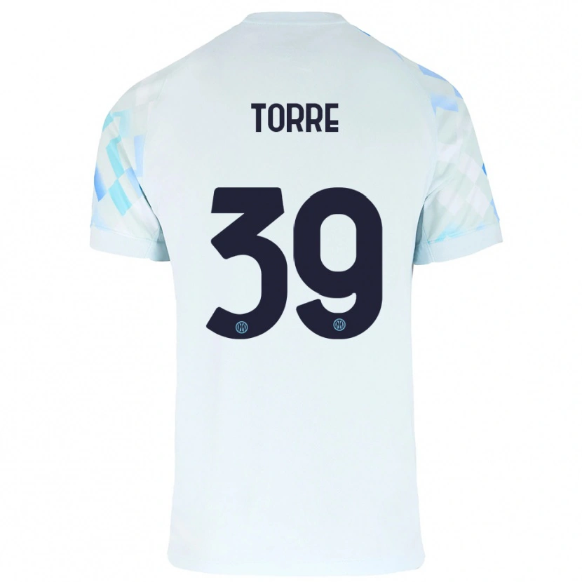 Danxen Mujer Camiseta Pietro La Torre #39 Blanco Azul 2ª Equipación 2025/26 La Camisa México