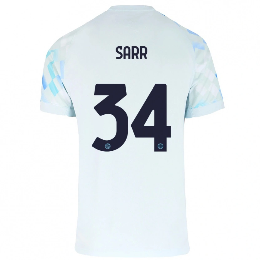 Danxen Mujer Camiseta Amadou Sarr #34 Blanco Azul 2ª Equipación 2025/26 La Camisa México