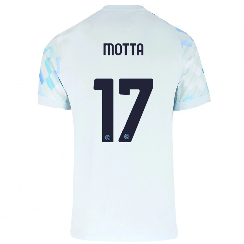 Danxen Mujer Camiseta Matteo Motta #17 Blanco Azul 2ª Equipación 2025/26 La Camisa México