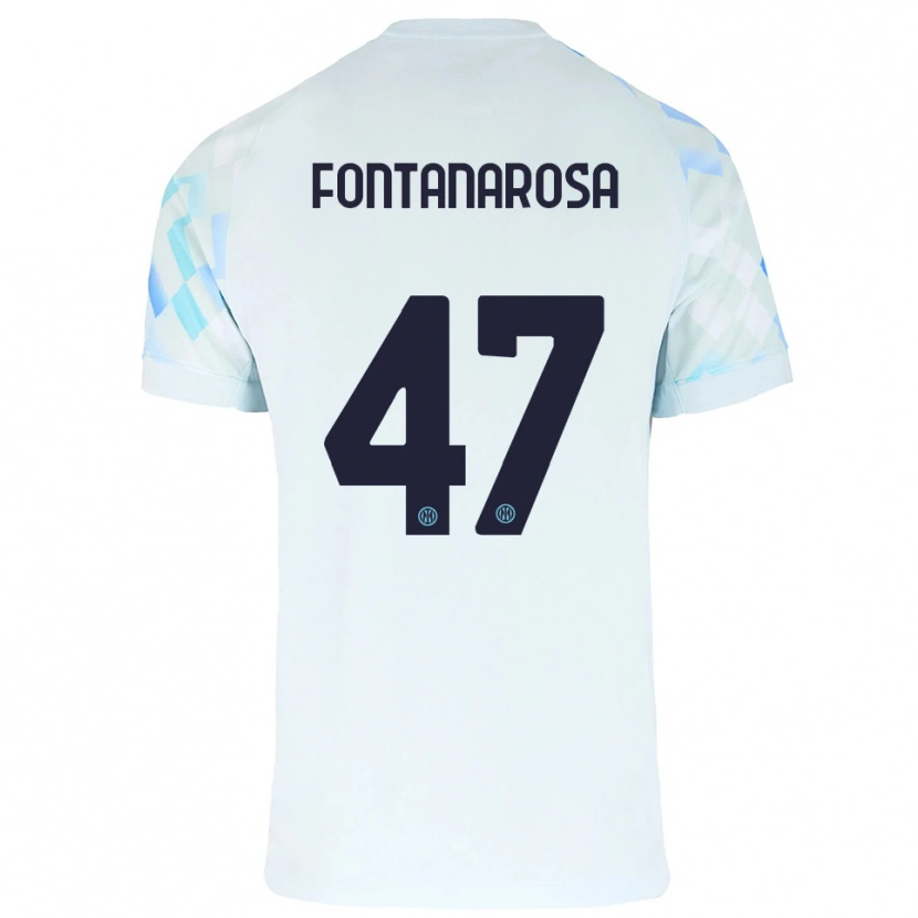Danxen Mujer Camiseta Alessandro Fontanarosa #47 Blanco Azul 2ª Equipación 2025/26 La Camisa México