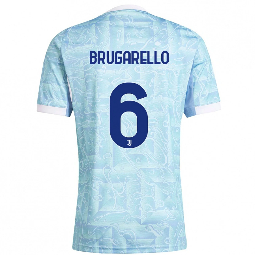 Danxen Mujer Camiseta Mattia Brugarello #6 Azul Cielo Amarillo 2ª Equipación 2025/26 La Camisa México