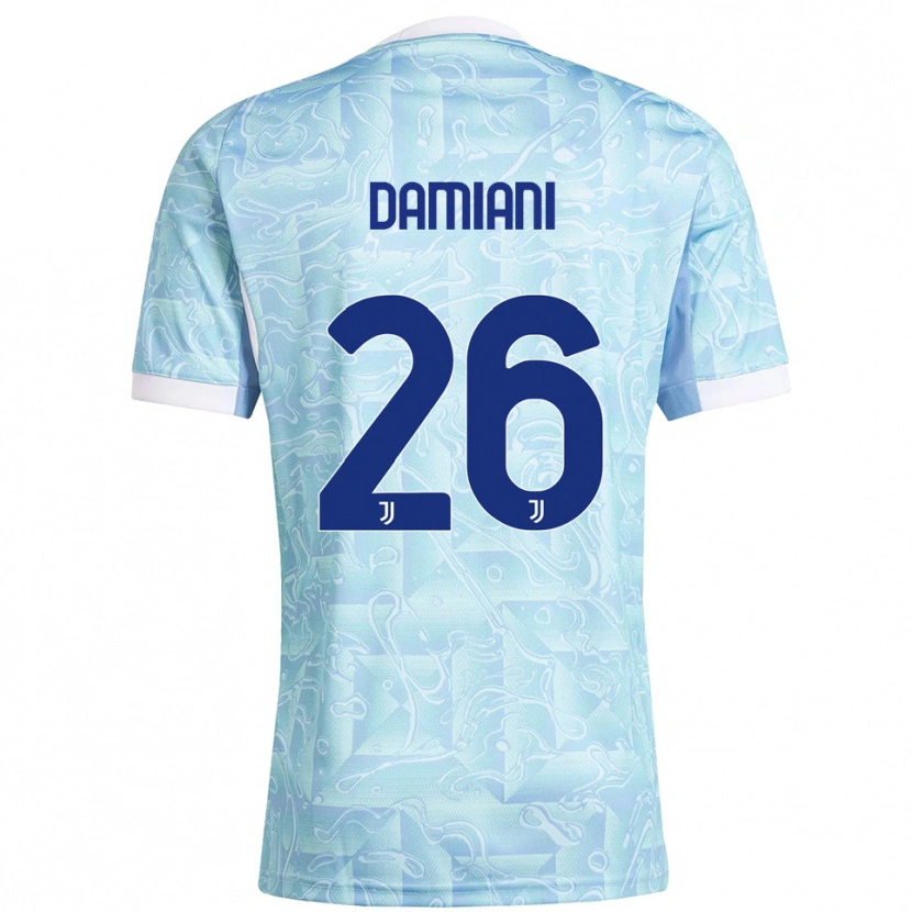 Danxen Mujer Camiseta Samuele Damiani #26 Azul Cielo Amarillo 2ª Equipación 2025/26 La Camisa México