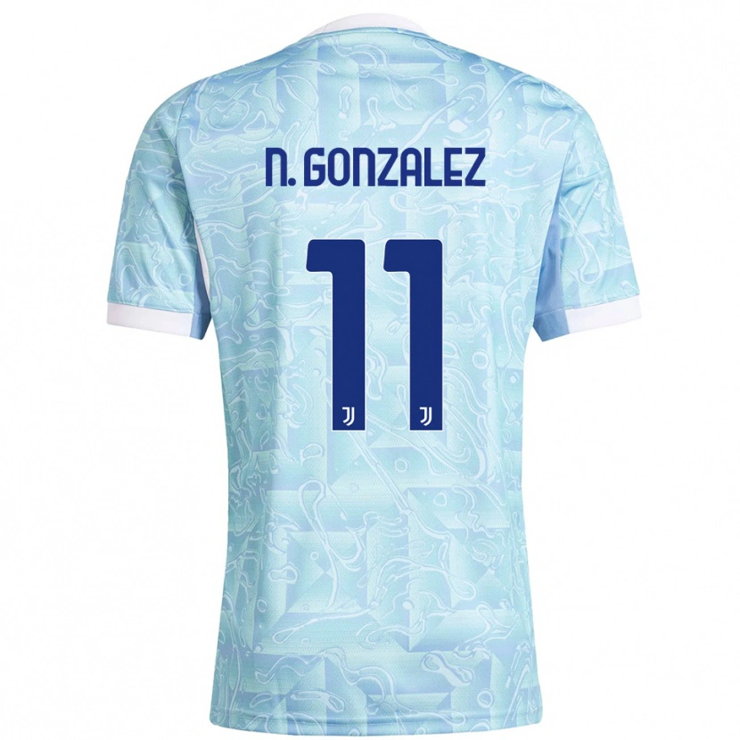 Danxen Mujer Camiseta Nico González #11 Azul Cielo Amarillo 2ª Equipación 2025/26 La Camisa México