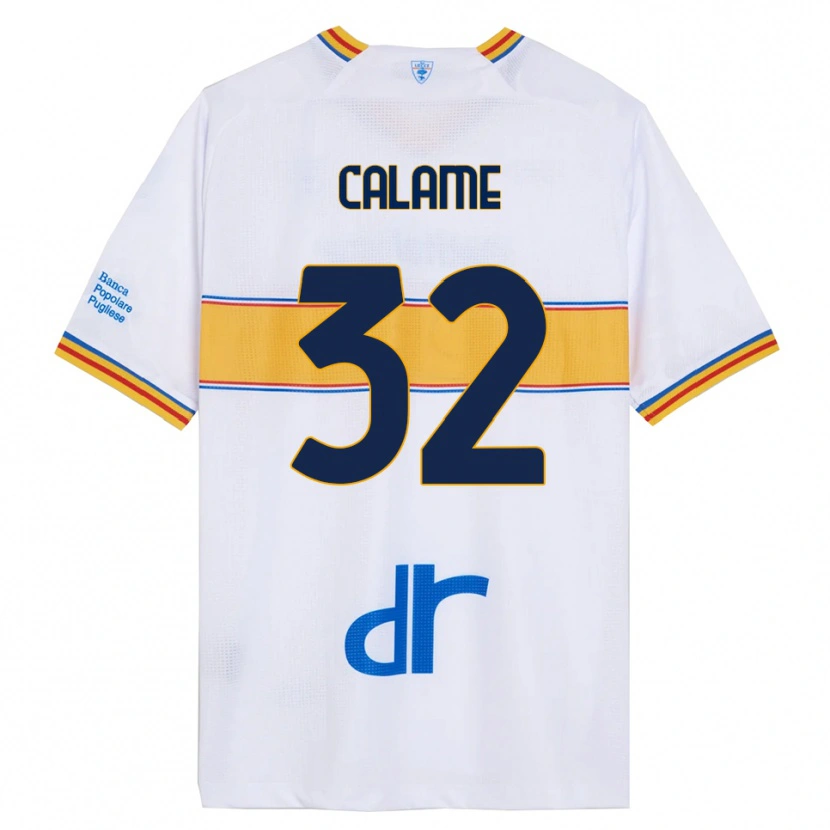 Danxen Mujer Camiseta Marouane Calame #32 Blanco Amarillo 2ª Equipación 2025/26 La Camisa México