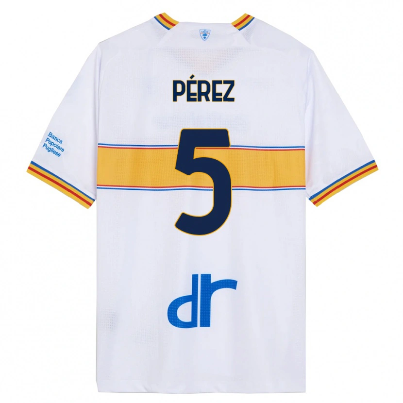Danxen Mujer Camiseta Matías Pérez #5 Blanco Amarillo 2ª Equipación 2025/26 La Camisa México
