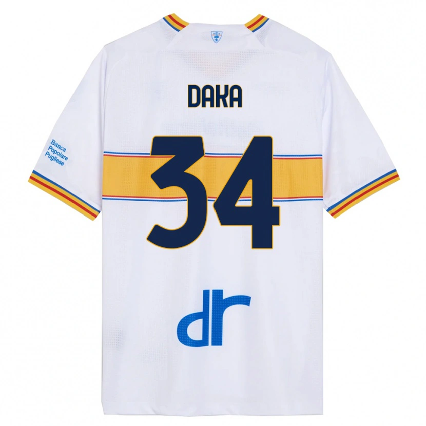 Danxen Mujer Camiseta Dario Daka #34 Blanco Amarillo 2ª Equipación 2025/26 La Camisa México