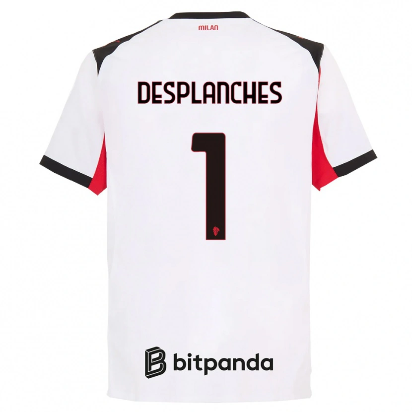 Danxen Mujer Camiseta Sebastiano Desplanches #1 Blanco Negro 2ª Equipación 2025/26 La Camisa México
