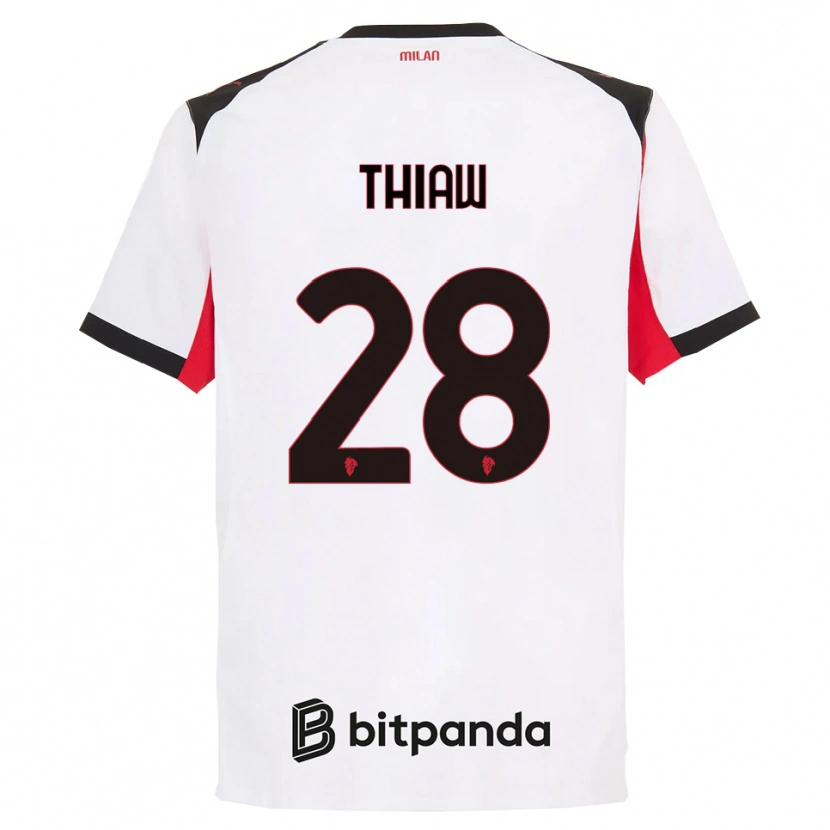 Danxen Mujer Camiseta Malick Thiaw #28 Blanco Negro 2ª Equipación 2025/26 La Camisa México