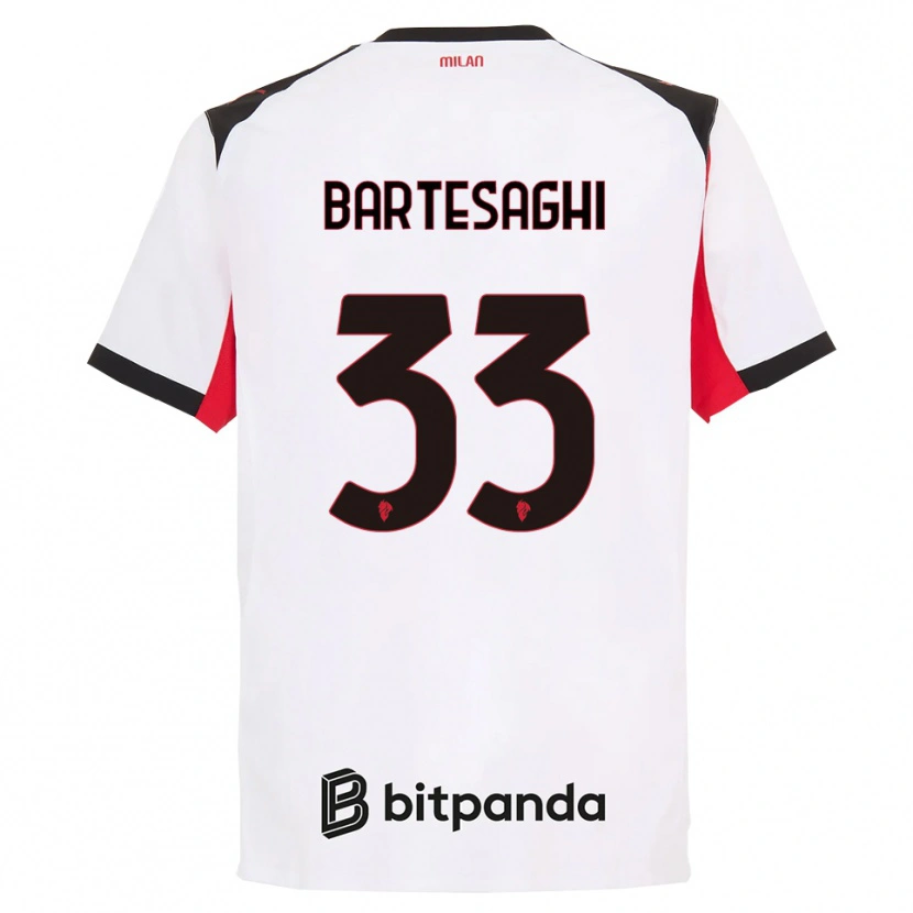 Danxen Mujer Camiseta Davide Bartesaghi #33 Blanco Negro 2ª Equipación 2025/26 La Camisa México
