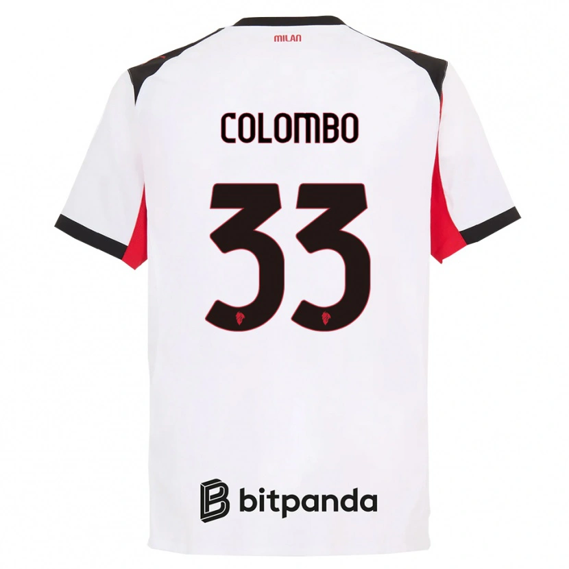 Danxen Mujer Camiseta Federico Colombo #33 Blanco Negro 2ª Equipación 2025/26 La Camisa México