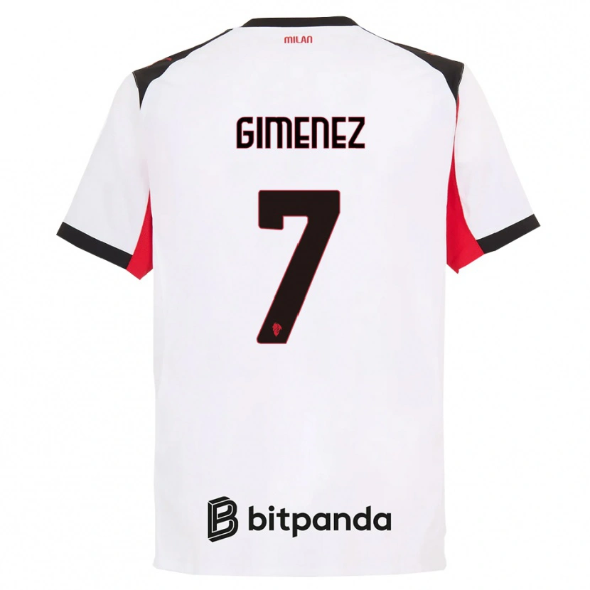 Danxen Mujer Camiseta Santiago Gimenez #7 Blanco Negro 2ª Equipación 2025/26 La Camisa México
