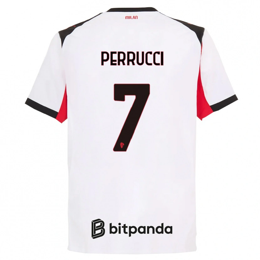 Danxen Mujer Camiseta Vincenzo Perrucci #7 Blanco Negro 2ª Equipación 2025/26 La Camisa México