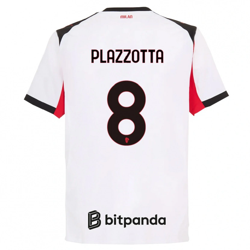 Danxen Mujer Camiseta Filippo Plazzotta #8 Blanco Negro 2ª Equipación 2025/26 La Camisa México