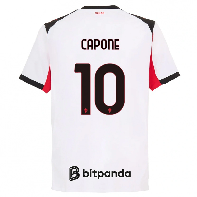 Danxen Mujer Camiseta Andrea Capone #10 Blanco Negro 2ª Equipación 2025/26 La Camisa México
