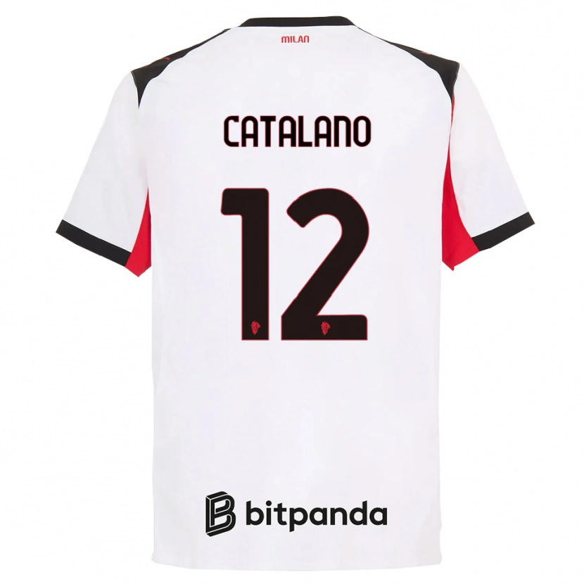 Danxen Mujer Camiseta Alessio Catalano #12 Blanco Negro 2ª Equipación 2025/26 La Camisa México