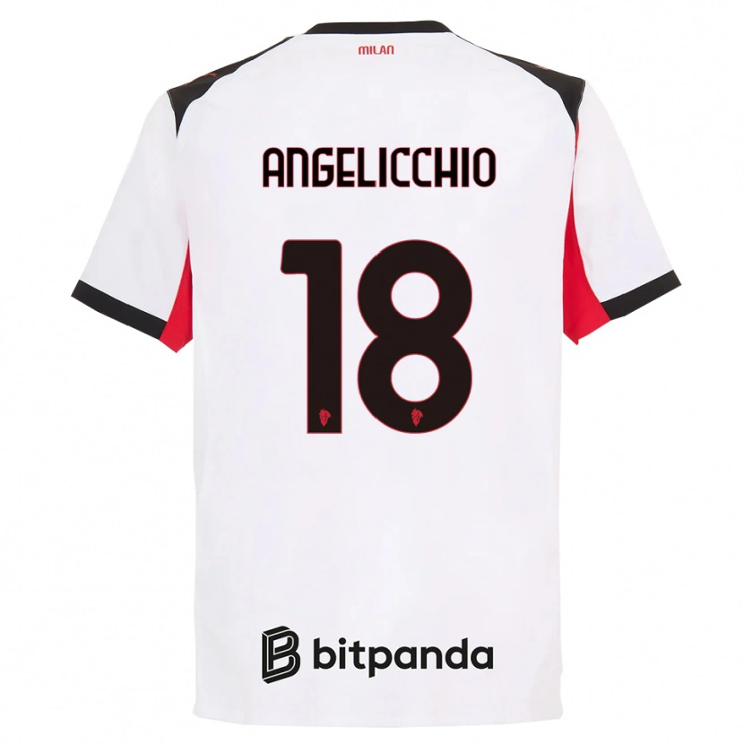 Danxen Mujer Camiseta Mattia Angelicchio #18 Blanco Negro 2ª Equipación 2025/26 La Camisa México