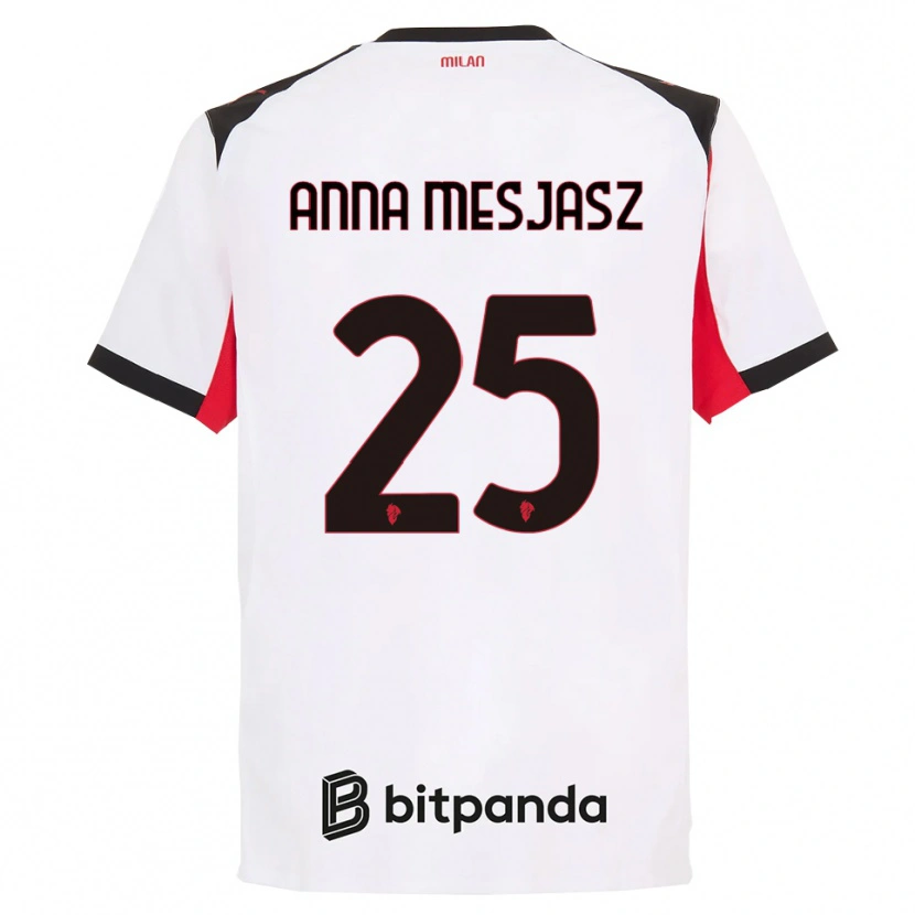 Danxen Mujer Camiseta Małgorzata Anna Mesjasz #25 Blanco Negro 2ª Equipación 2025/26 La Camisa México