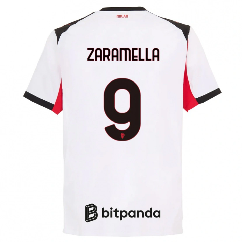 Danxen Mujer Camiseta Mattia Zaramella #9 Blanco Negro 2ª Equipación 2025/26 La Camisa México