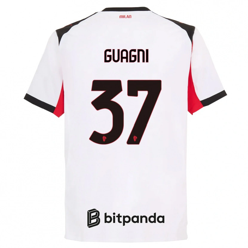 Danxen Mujer Camiseta Alia Guagni #37 Blanco Negro 2ª Equipación 2025/26 La Camisa México