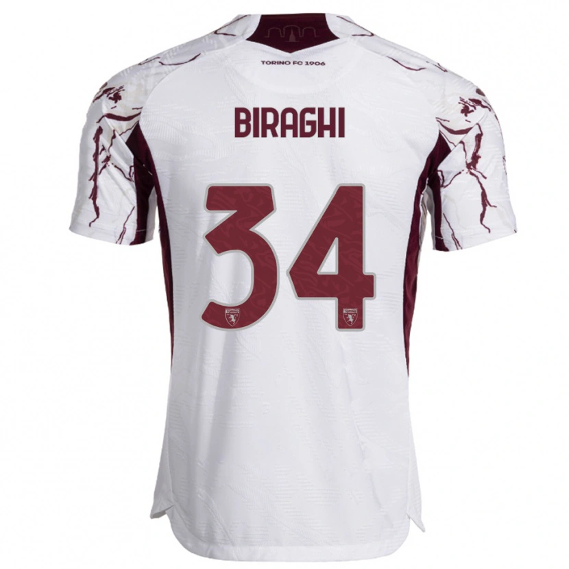Danxen Mujer Camiseta Cristiano Biraghi #34 Blanco Borgoña 2ª Equipación 2025/26 La Camisa México