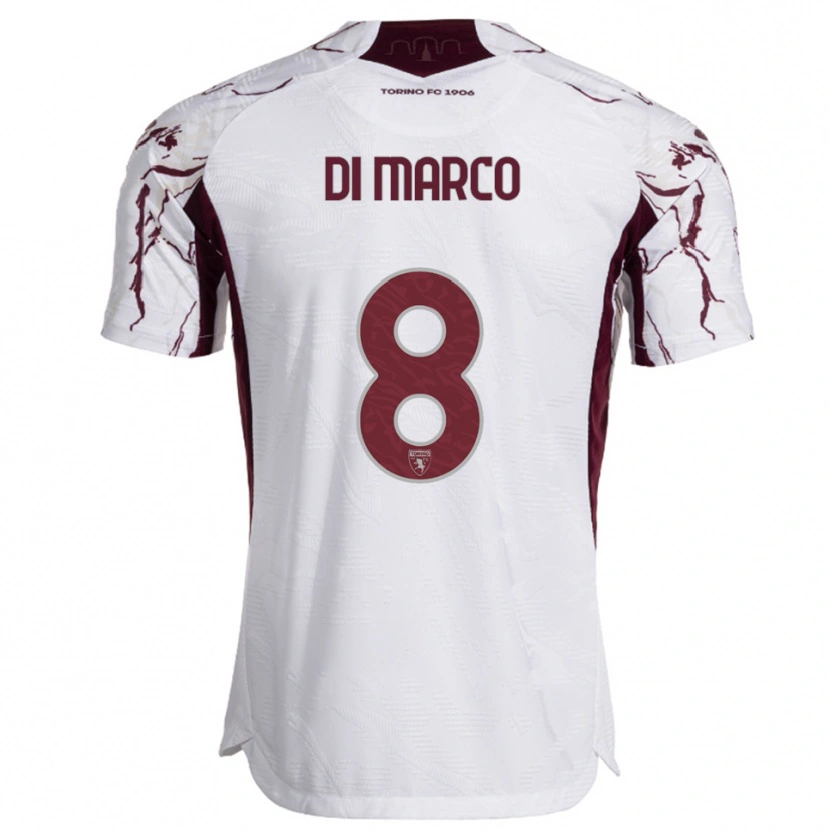 Danxen Mujer Camiseta Tommaso Di Marco #8 Blanco Borgoña 2ª Equipación 2025/26 La Camisa México