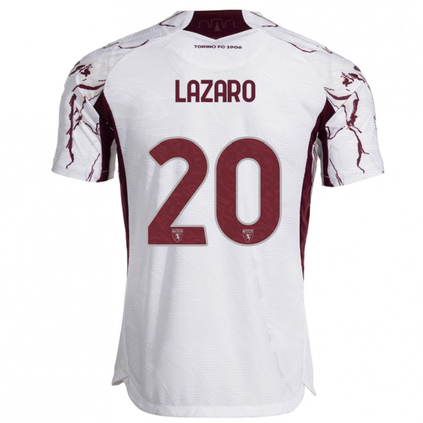 Danxen Mujer Camiseta Valentino Lazaro #20 Blanco Borgoña 2ª Equipación 2025/26 La Camisa México