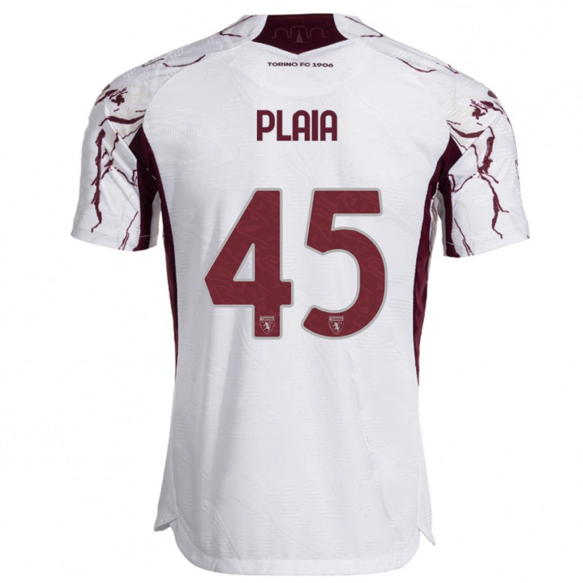 Danxen Mujer Camiseta Francesco Plaia #45 Blanco Borgoña 2ª Equipación 2025/26 La Camisa México