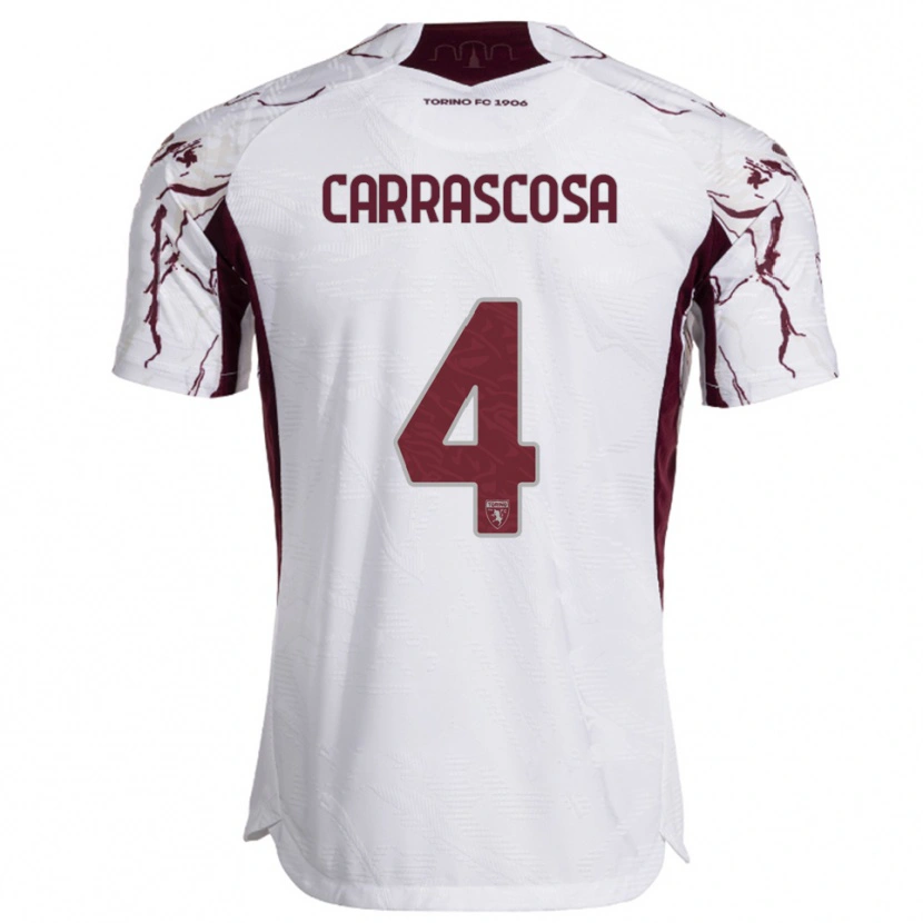 Danxen Mujer Camiseta Manuel Carrascosa #4 Blanco Borgoña 2ª Equipación 2025/26 La Camisa México