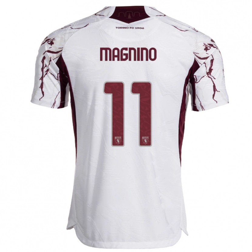Danxen Mujer Camiseta Emanuele Magnino #11 Blanco Borgoña 2ª Equipación 2025/26 La Camisa México