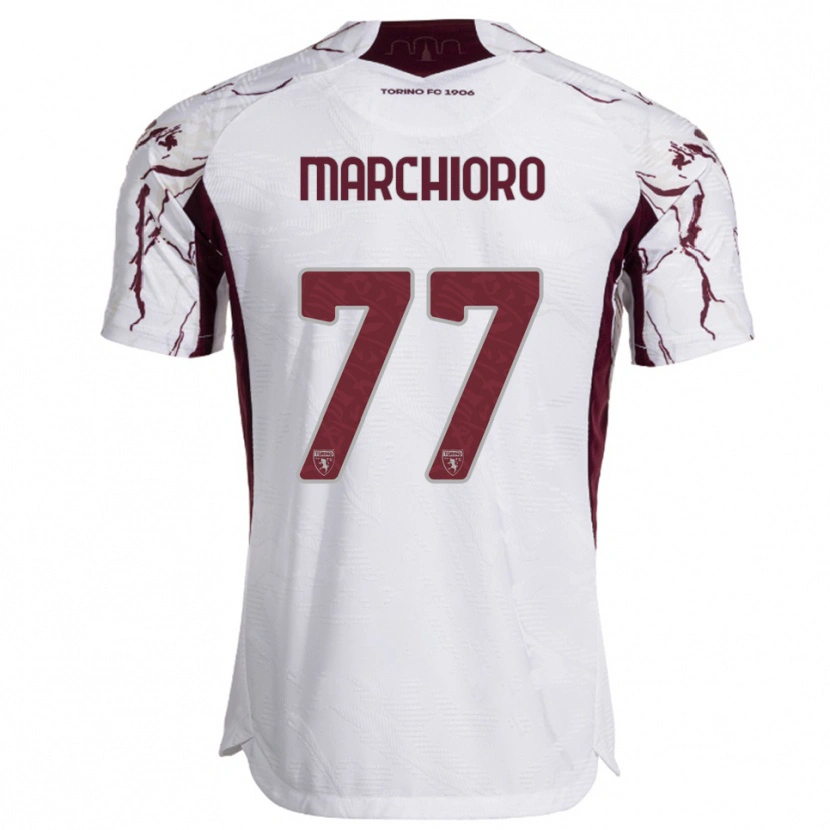 Danxen Mujer Camiseta Raffaele Marchioro #77 Blanco Borgoña 2ª Equipación 2025/26 La Camisa México