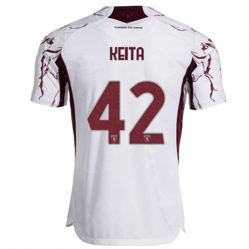 Danxen Mujer Camiseta Karamoko Keita #42 Blanco Borgoña 2ª Equipación 2025/26 La Camisa México