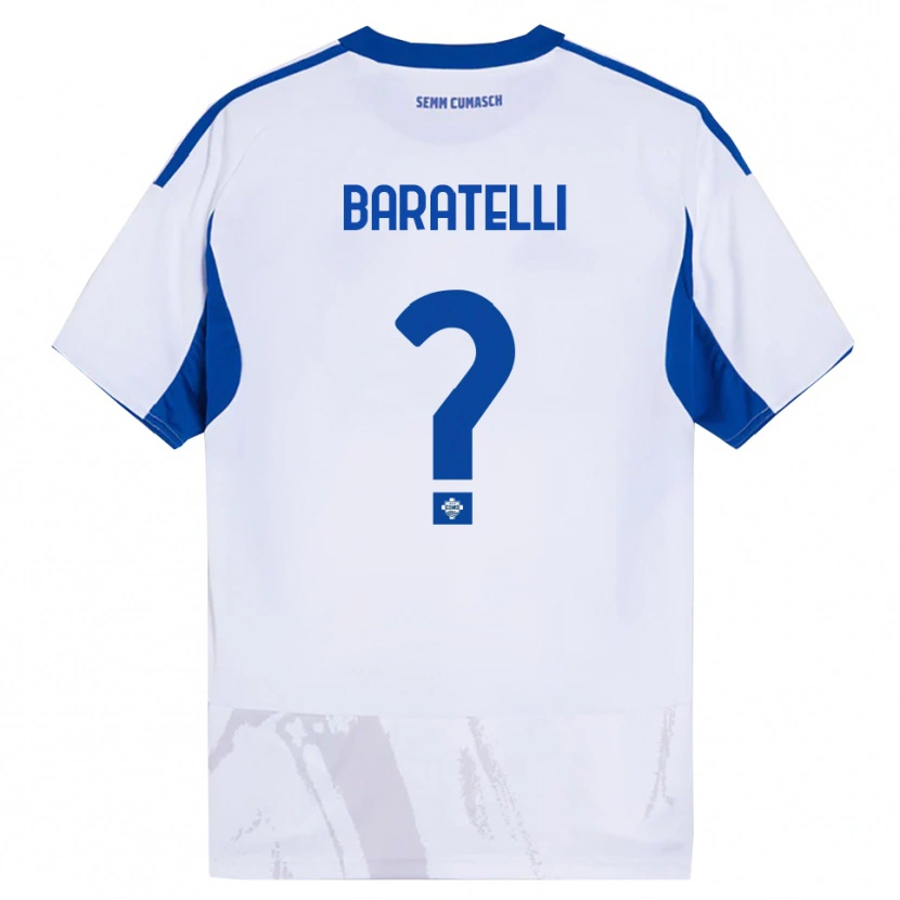 Danxen Mujer Camiseta Mattia Baratelli #0 Blanco Azul 2ª Equipación 2025/26 La Camisa México