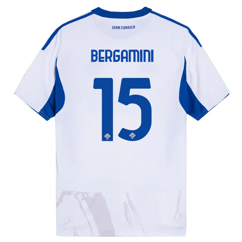 Danxen Mujer Camiseta Mattia Bergamini #15 Blanco Azul 2ª Equipación 2025/26 La Camisa México