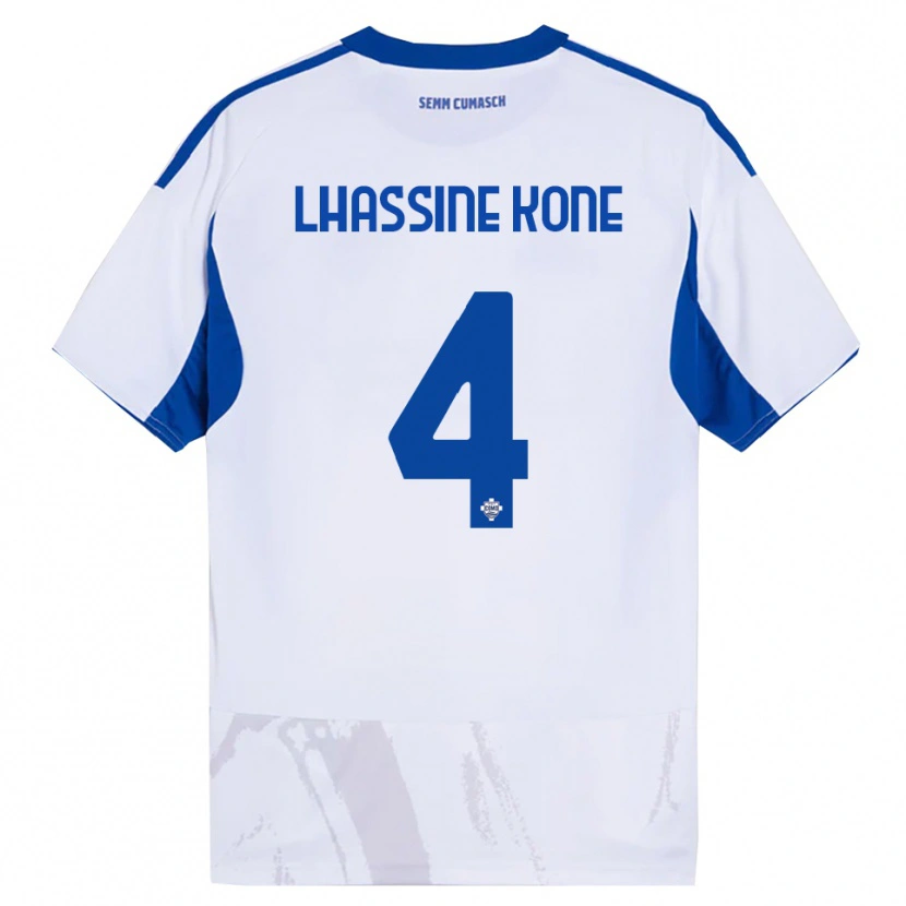 Danxen Mujer Camiseta Ben Lhassine Kone #4 Blanco Azul 2ª Equipación 2025/26 La Camisa México