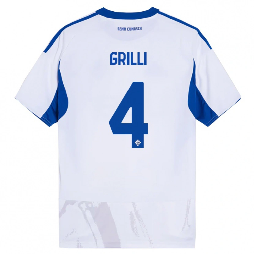 Danxen Mujer Camiseta Federico Grilli #4 Blanco Azul 2ª Equipación 2025/26 La Camisa México