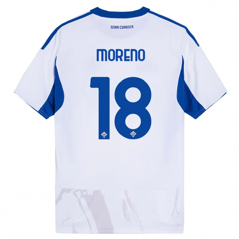 Danxen Mujer Camiseta Alberto Moreno #18 Blanco Azul 2ª Equipación 2025/26 La Camisa México