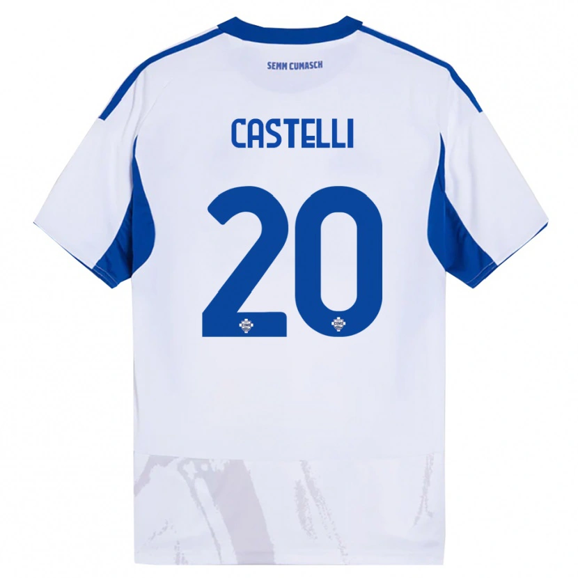 Danxen Mujer Camiseta Matteo Castelli #20 Blanco Azul 2ª Equipación 2025/26 La Camisa México