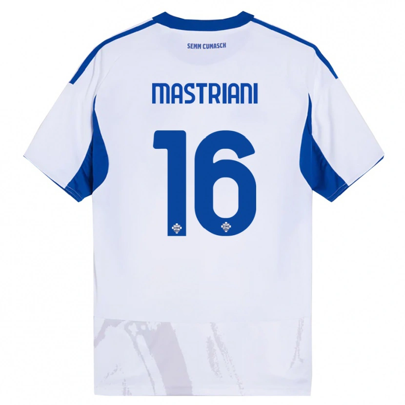 Danxen Mujer Camiseta Salvatore Mastriani #16 Blanco Azul 2ª Equipación 2025/26 La Camisa México