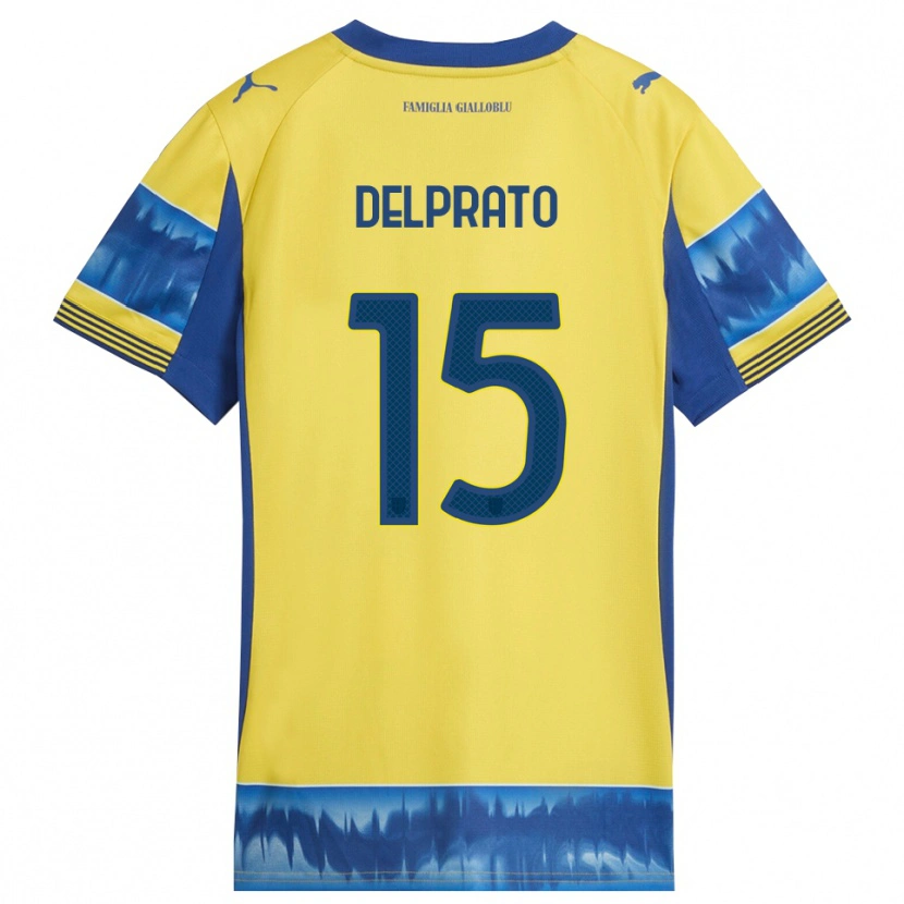Danxen Mujer Camiseta Enrico Delprato #15 Amarillo Azul 2ª Equipación 2025/26 La Camisa México
