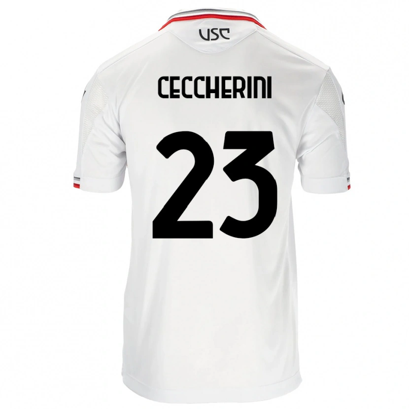 Danxen Mujer Camiseta Federico Ceccherini #23 Blanco Rojo 2ª Equipación 2025/26 La Camisa México