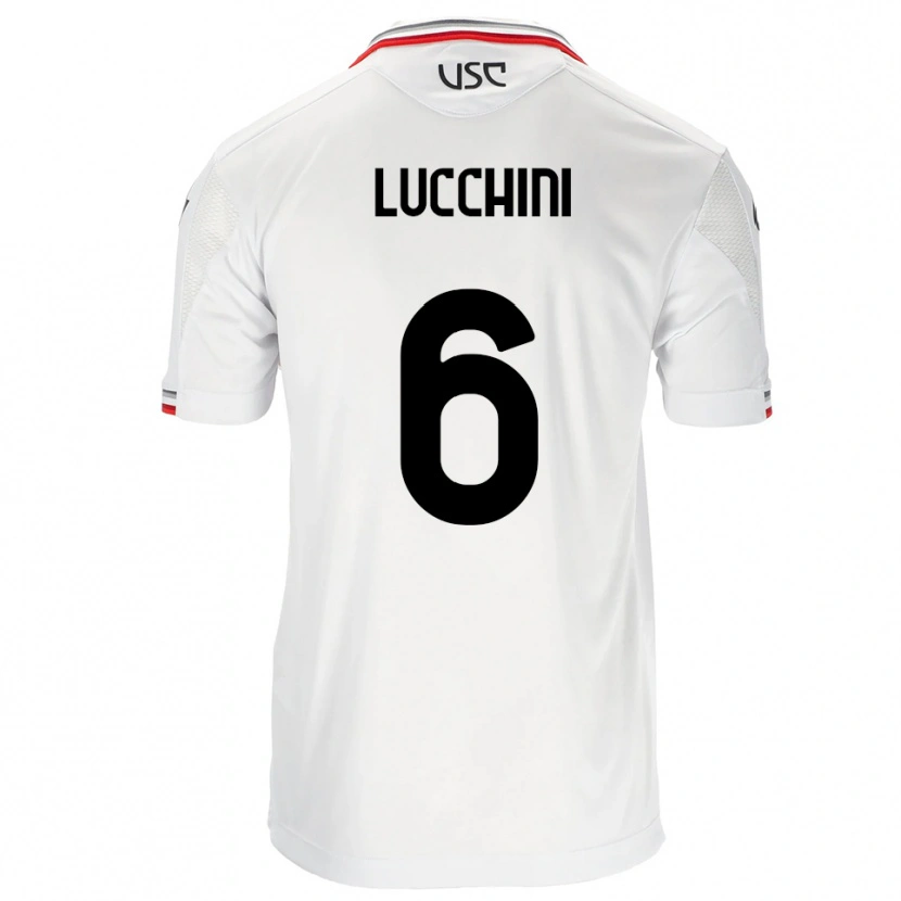 Danxen Mujer Camiseta Matteo Lucchini #6 Blanco Rojo 2ª Equipación 2025/26 La Camisa México
