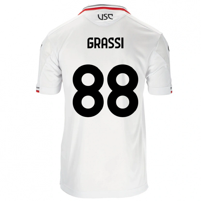 Danxen Mujer Camiseta Alberto Grassi #88 Blanco Rojo 2ª Equipación 2025/26 La Camisa México