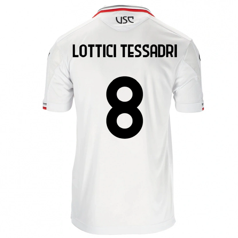 Danxen Mujer Camiseta Simone Lottici Tessadri #8 Blanco Rojo 2ª Equipación 2025/26 La Camisa México