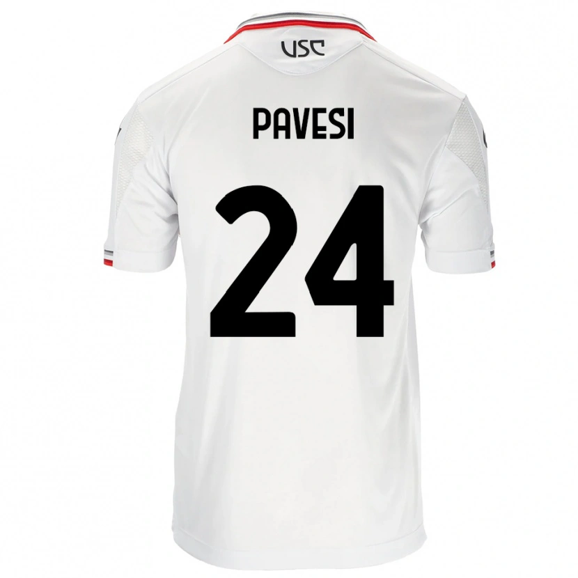 Danxen Mujer Camiseta Davide Pavesi #24 Blanco Rojo 2ª Equipación 2025/26 La Camisa México